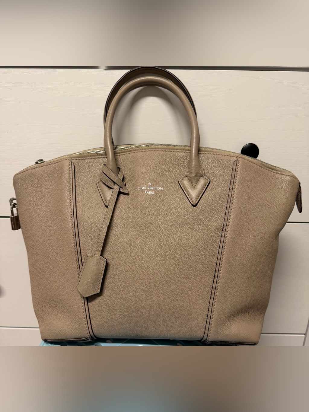 Louis Vuitton Soft Lockit Pm Neutral Grey Leather Satchel Bag